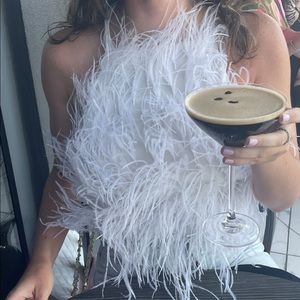 Cult Gia Joey Off White Feather Top